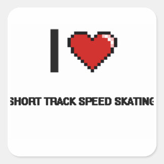 Sticker Carré J'adore patinage de vitesse sur piste courte Digit