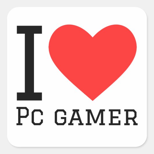 Sticker Carré J'adore pc gamer (Devant)