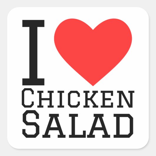 Sticker Carré J'adore salade de poulet (Devant)