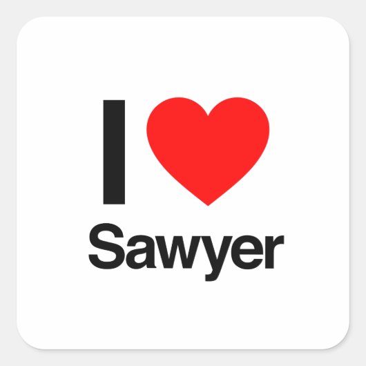 Sticker Carré j'adore sawyer (Devant)