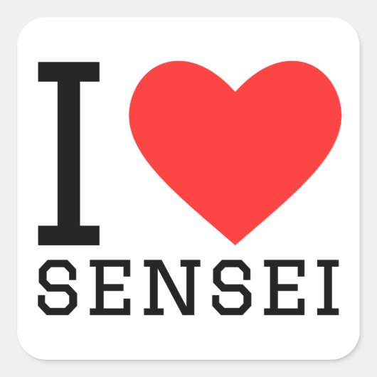 Sticker Carré J'adore sensei (Devant)