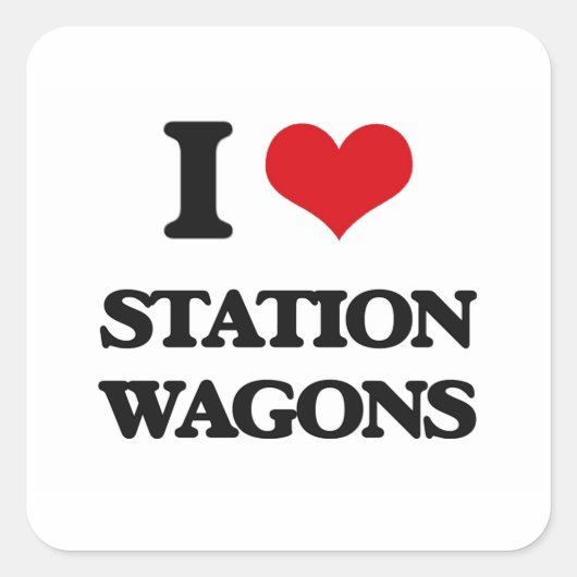 Sticker Carré J'adore Station Wagons (Devant)