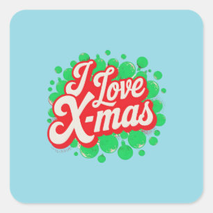 Sticker Carré J'adore X-Mas Art numérique Design