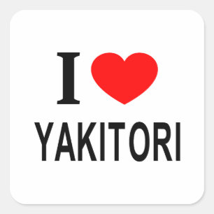 Sticker Carré J'adore YAKITORI J'AIME YAKITORI J'❤️ YAKITORI
