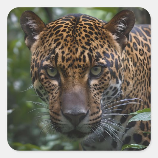 Sticker Carré Jaguar Dans La Forêt, (Devant)