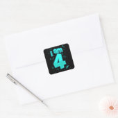 Sticker Carré J'AI 4 ans 4e anniversaire Boy Space Anniversaire (Enveloppe)
