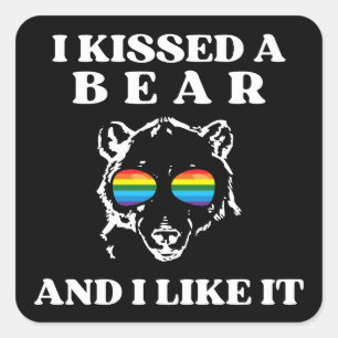 Sticker Carré J'Ai Baisé Un Ours Et J'Ai Aimé Ça Gay LGBT Drôle