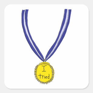 Sticker Carré J'ai essayé la médaille