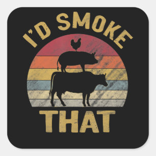 Sticker Carré J'Ai Fumé Ce Dégustation De Viande De Fumeur De 