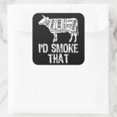 Sticker Carré J'Ai Fumé Que Vache BBQ Fumer Grillation Barbecue (Sac)