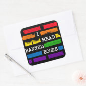 Sticker Carré J'Ai Lu Les Livres Interdits Rainbow Redacted (Enveloppe)