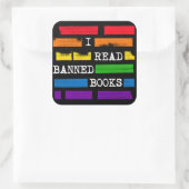 Sticker Carré J'Ai Lu Les Livres Interdits Rainbow Redacted (Sac)