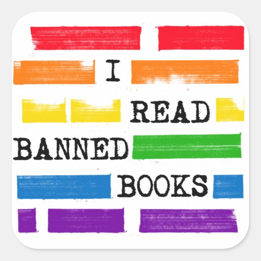 Sticker Carré J'Ai Lu Les Livres Interdits Rainbow Redacted (Devant)