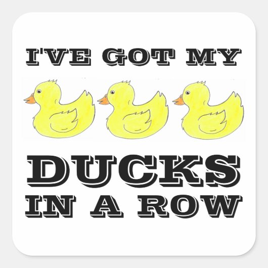 Sticker Carré J'ai mes canards dans une rangée d'autocollants en (Devant)