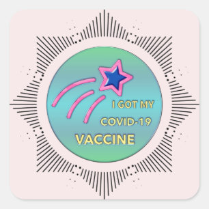 Sticker Carré J'Ai Obtenu Mon Vaccination Contre Le Vaccin CoVID
