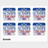 Sticker Carré J'ai payé plus d'impôts que Donald Trump Set de 6 (Feuille)