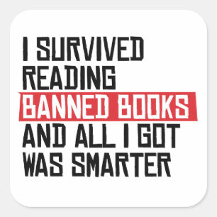 Sticker Carré J'ai survécu à la lecture de livres interdits