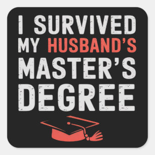Sticker Carré J'ai survécu à la remise du diplôme de master de m