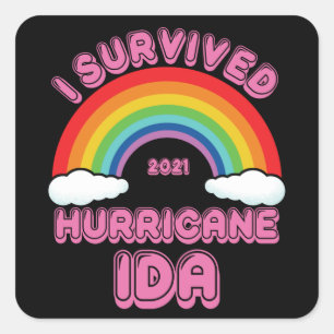 Sticker Carré J'Ai Survécu À L'Ouragan Ida