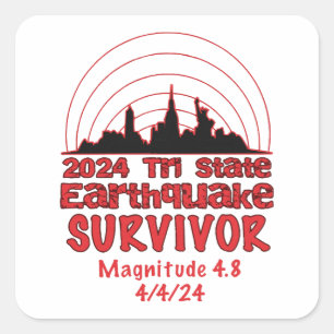 Sticker Carré J'ai survécu au tremblement de terre de NYC Tri St