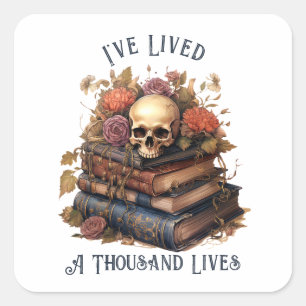 Sticker Carré J'ai vécu mille vies, amoureux des livres