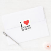 Sticker Carré J'aime Airedale terrier (Enveloppe)