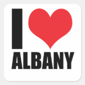 Sticker Carré J'aime Albany (Devant)