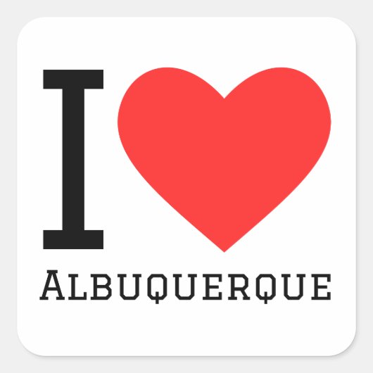 Sticker Carré J'aime Albuquerque (Devant)