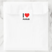 Sticker Carré j'aime amirah (Sac)
