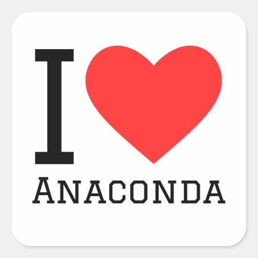Sticker Carré J'aime anaconda (Devant)