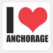 Sticker Carré J'aime Anchorage (Devant)