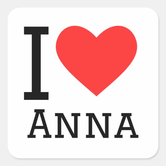 Sticker Carré J'aime anna (Devant)