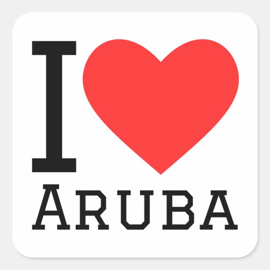 Sticker Carré J'aime Aruba (Devant)