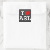 Sticker Carré J'aime ASL (Sac)