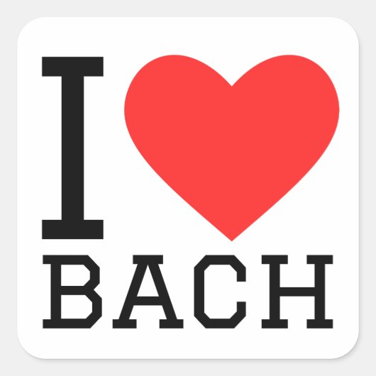 Sticker Carré J'aime Bach (Devant)