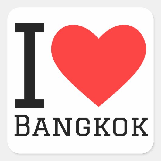 Sticker Carré J'aime Bangkok (Devant)