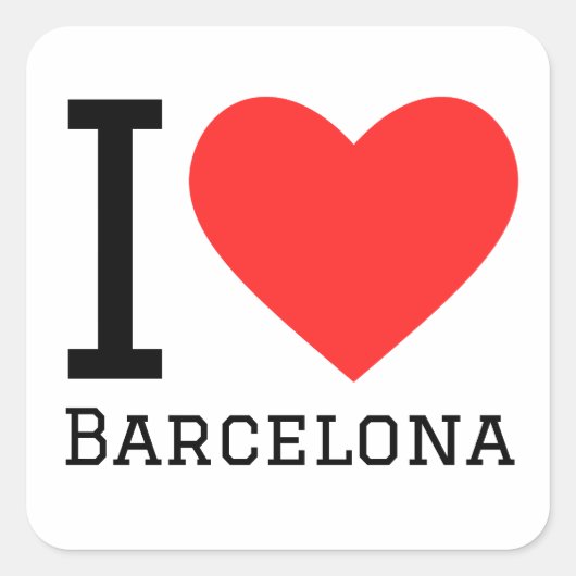 Sticker Carré J'aime Barcelone (Devant)