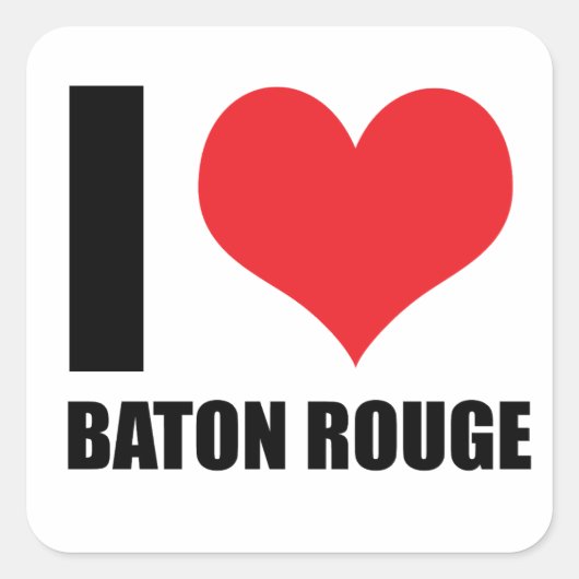 Sticker Carré J'aime Baton Rouge (Devant)