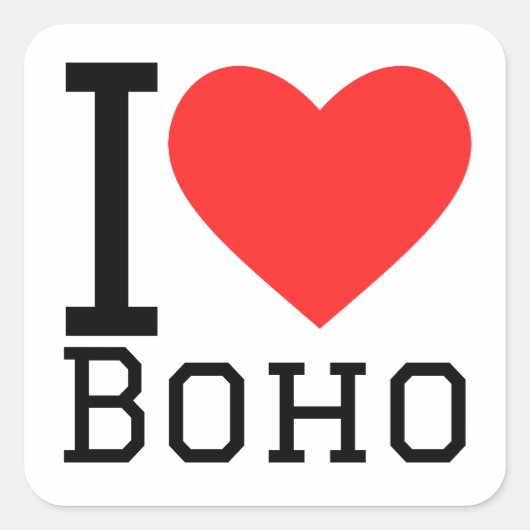 Sticker Carré J'aime boho (Devant)