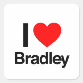 Sticker Carré j'aime bradley (Devant)