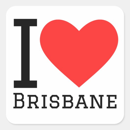 Sticker Carré J'aime brisbane (Devant)