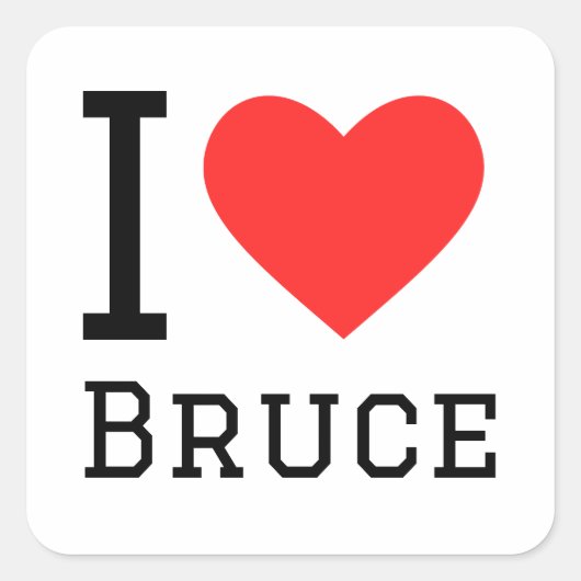Sticker Carré J'aime Bruce (Devant)