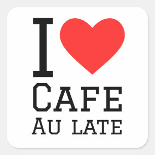 Sticker Carré J'aime cafe au late