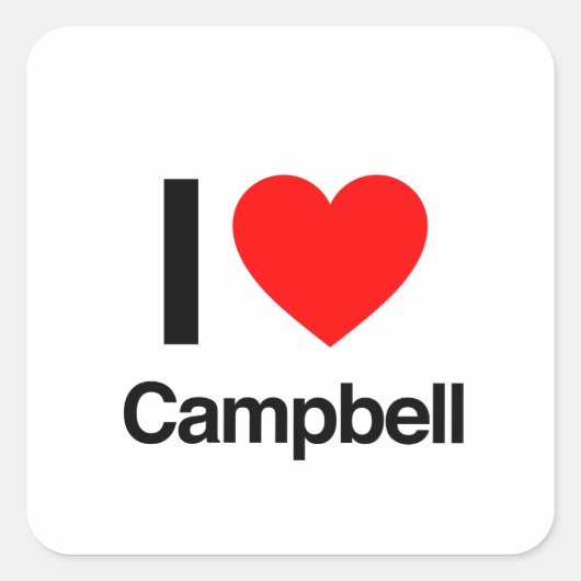 Sticker Carré j'aime campbell (Devant)
