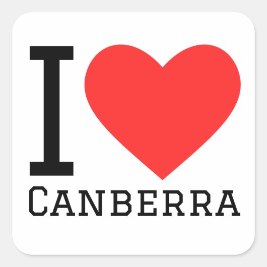 Sticker Carré J'aime Canberra (Devant)