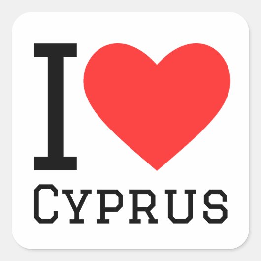 Sticker Carré J'aime Chypre (Devant)
