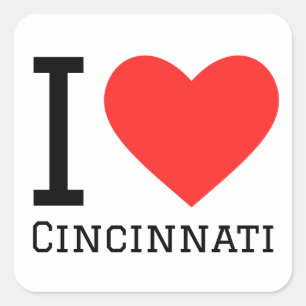 Sticker Carré J'aime Cincinnati