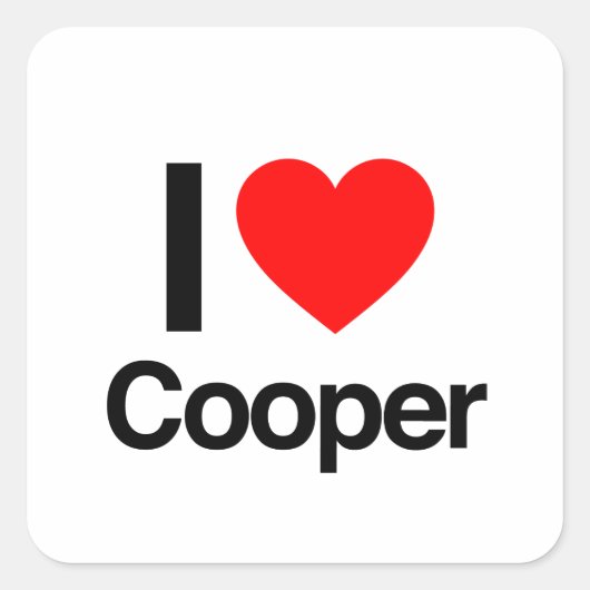 Sticker Carré j'aime cooper (Devant)