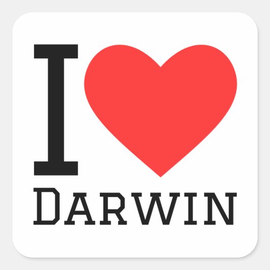 Sticker Carré J'aime Darwin (Devant)