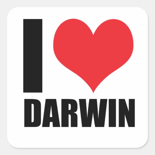 Sticker Carré J'aime Darwin (Devant)
